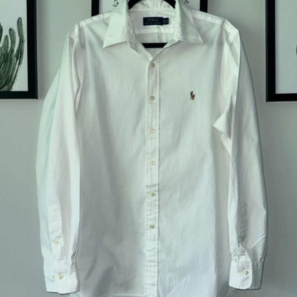 Polo Ralph Lauren Men's White Button-up Long Sleeve Collar Shirt size 16 (34-35)